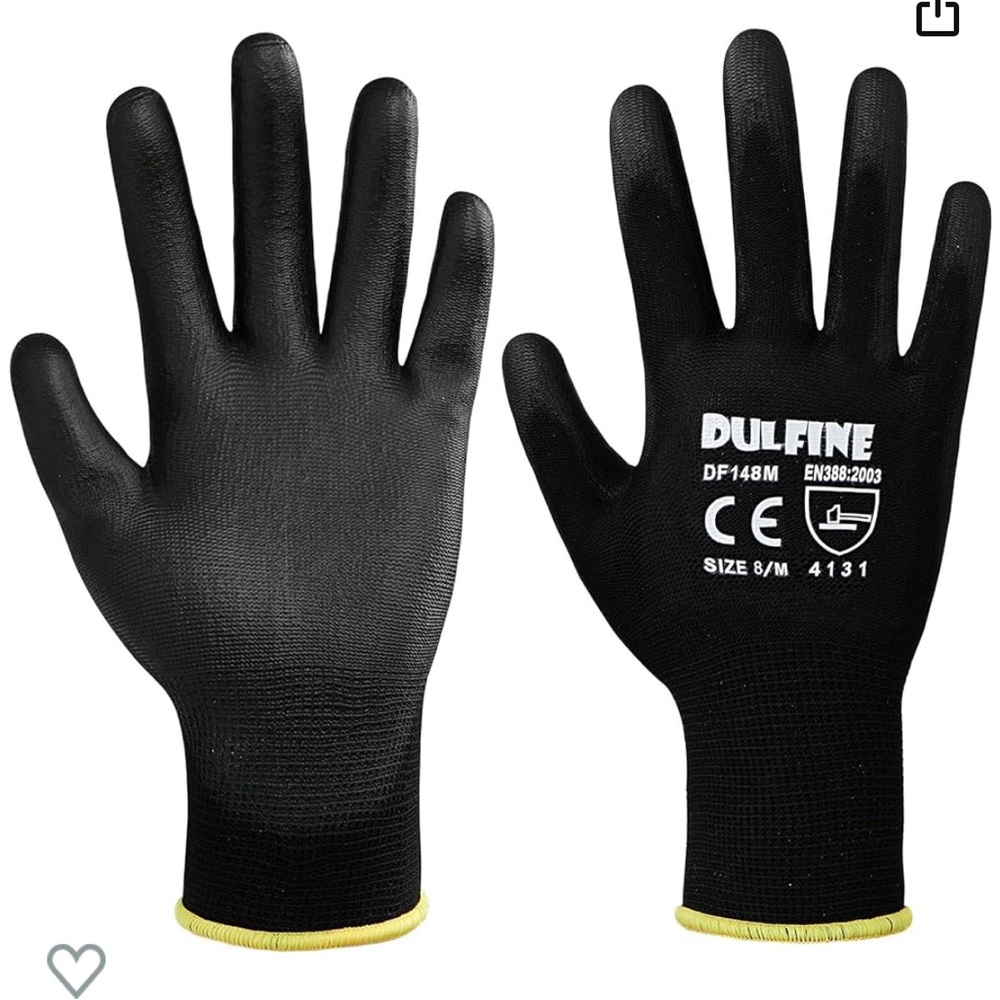 DULFINE Ultra-Thin PU Coated Work Gloves-10 Pairs